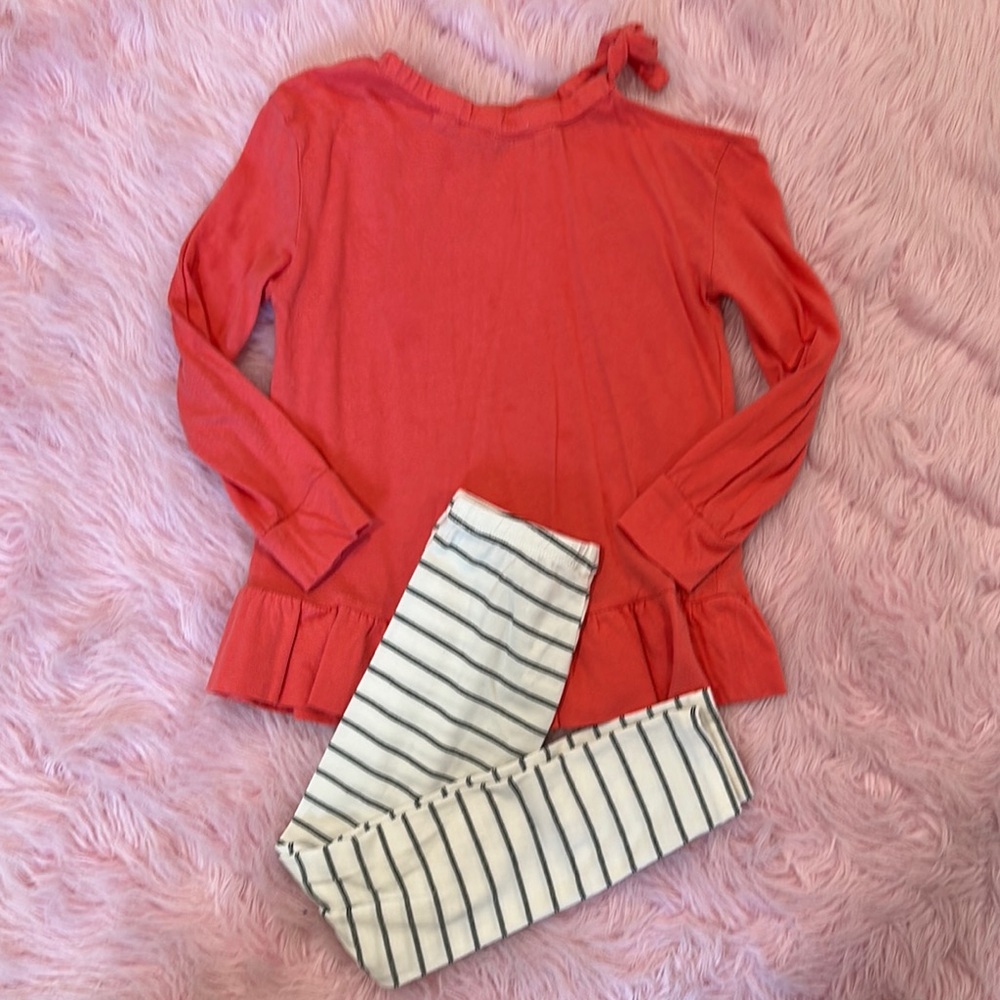 Coral Top and Striped Leggings Set by Splendid